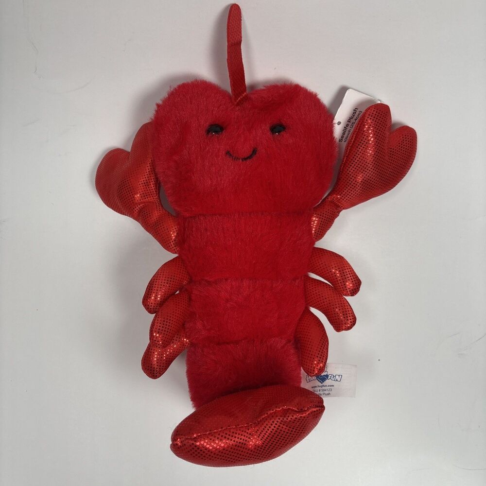 Hugfun Red Sequin Lobster Plush Heart Sea Life Stuffed Animal NWT